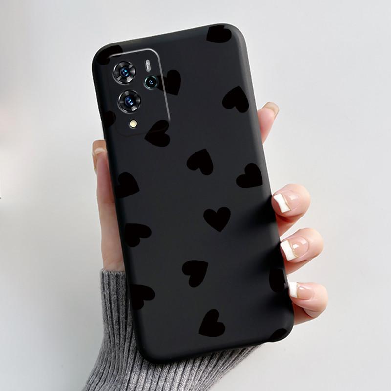 Чехол для ZTE Blade V40 Pro/ZTE 9046 Милый Заяц с Сердечком Забавный Черный Матовый Мягкий ТПУ Защитная Задняя Крышка Для Телефона ZTE V40 Pro