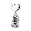 Real 925 Sterling Silver Pretty Dance Shoe Enamel Pink Pendants Fit Bracelet Beads Fashion Jewelry Accessories Jewelry