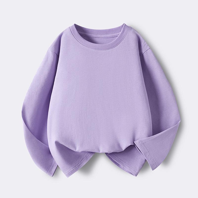 Kids' Solid Color Long-Sleeve Cotton T-Shirt for Boys & Girls, Customizable Base Layer for Older Children