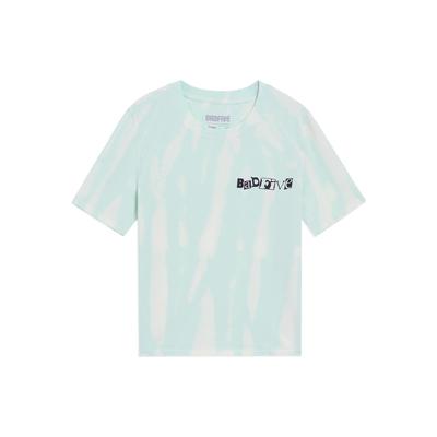 Футболка Li Ning Contrast Five Series Color Block с буквенным принтом, облегающая, с коротким рукавом, женская, зеленая, с принтом тай-дай AHSS424-1