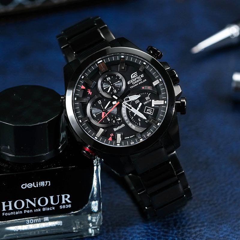 Casio EDIFICE 200 метров водонепроницаемость кварцевый механизм стальной ремешок японские и корейские часы мужские часы черный циферблат EQB-501YDC-1AMPRD