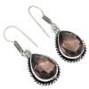 Smoky Quartz Gemstone Handmade Gift For Her Silver Jewelry Earrings 1.5''