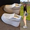 HC5861-1 Small Thick-soled Inner Height Increase Versatile Loafers Women's Spring New Rhinestone Casual Board Shoes