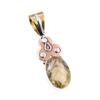Natural Lemon Quartz 925 Solid Sterling Silver TwoTone Gift Pendant 1.75" R7y55