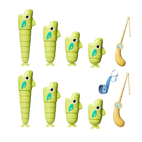 1 Set Children Fishing Board Game Kit with 2 Rods 8 Retractable Fishes Ruler Toddlers Boys Girls Educational Multi-player Interactive Fishing Toy