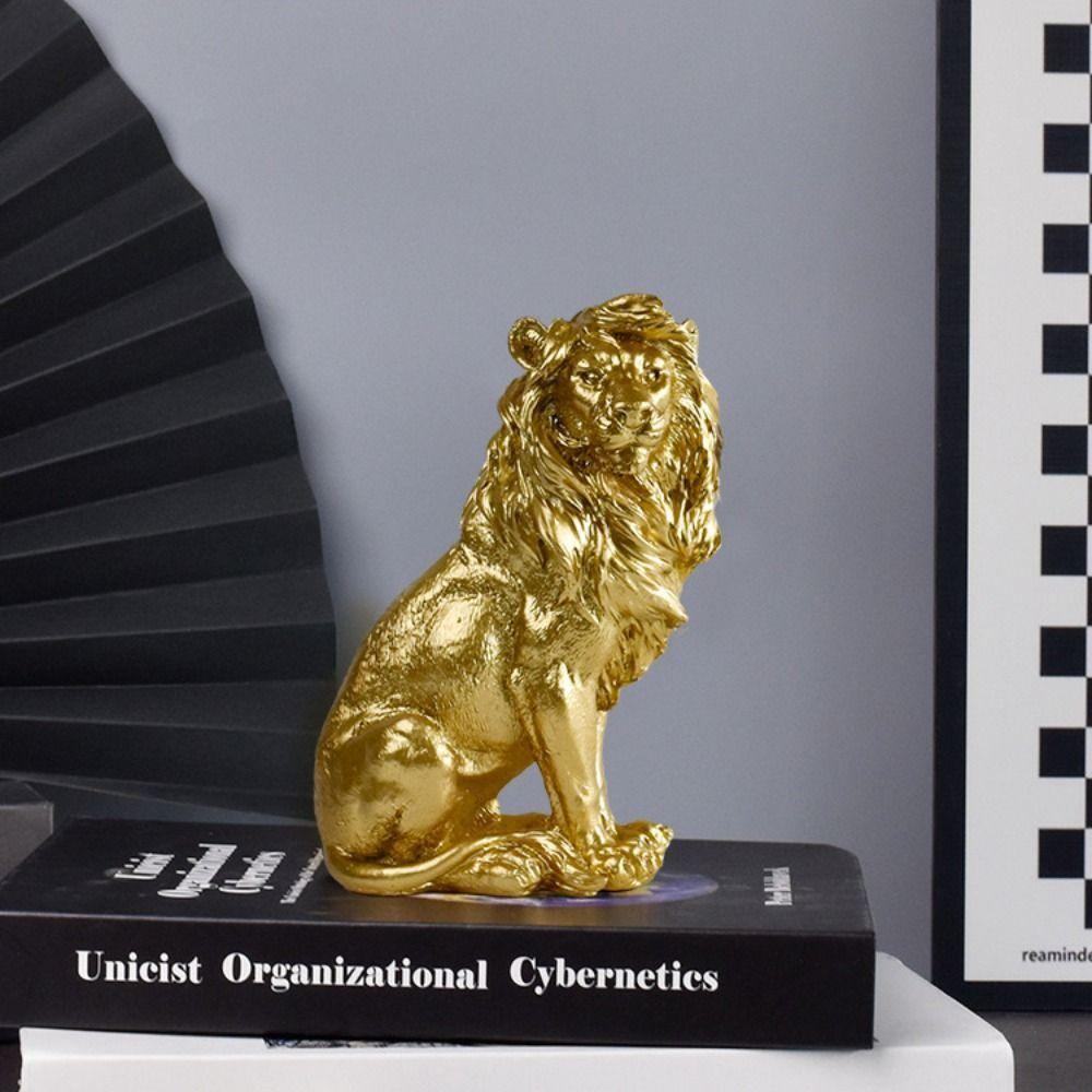 Retro Animal Ornament Luxury Miniatures Figurine Sculpture Desktop Decoration Lion Statue  Bedroom
