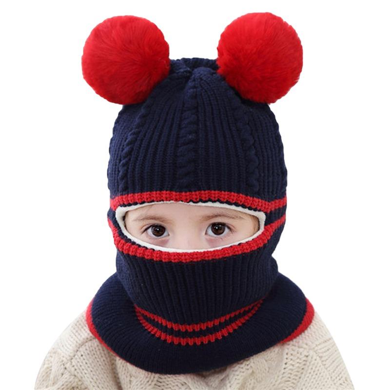 Детская шапка осень и зима плюс бархат толстый теплый шерстяной колпак детский нагрудник защитная шапка для лица высококачественные шапки новая мода