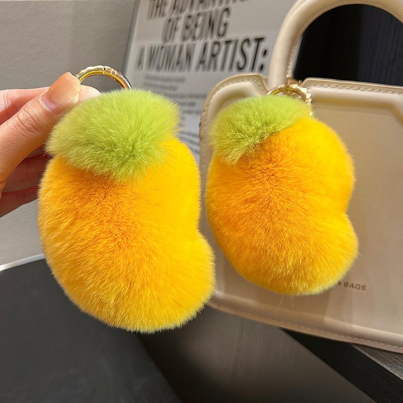Настоящий Выдровый Кроличий Мех Маленький Манго Автомобильный Брелок Подвеска Ins Милая Плюшевая Кукла Кукла Сумка Сумка Украшение Милый Брелок