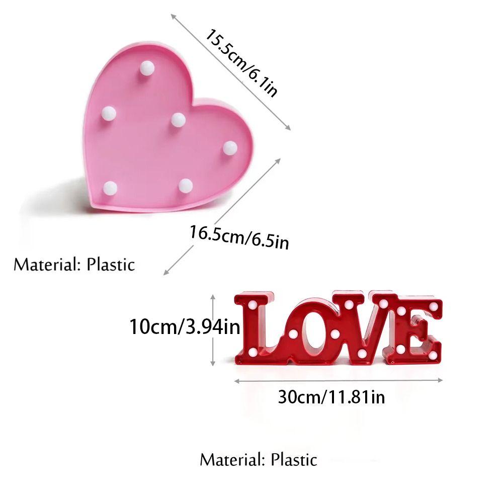 Warm Light LED Night Light Plastic Material Heart Marquee Lamp Table Lamp Valentine's Day