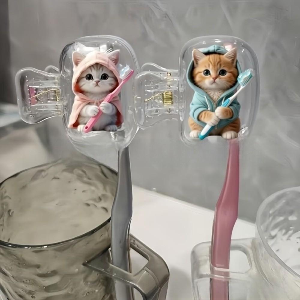 2pcs Portable Toothbrush Head Cover Dust-proof Cat Toothbrush Cover Travel