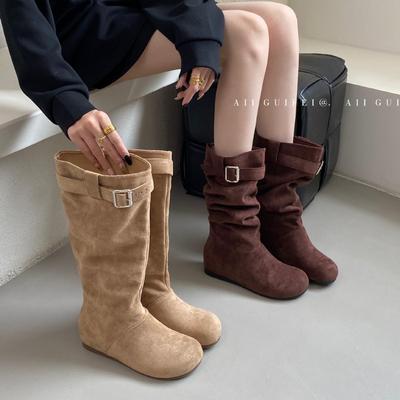 Корейские ретро ботфорты-слоучи двусторонней носки - Осенняя коллекция 2025: Универсальный и Модный Дизайн