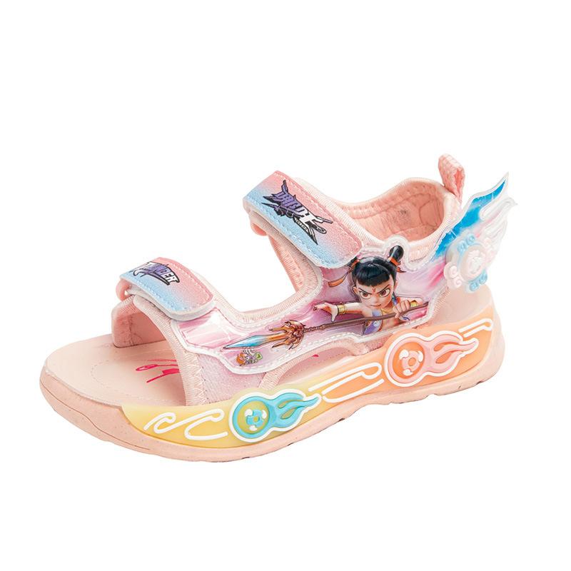 Девочки сандалии 2025 лето новый мультяшный повседневный детский пляжная обувь мягкая подошва спортивные сандалии обувь для детей среднего и старшего возраста