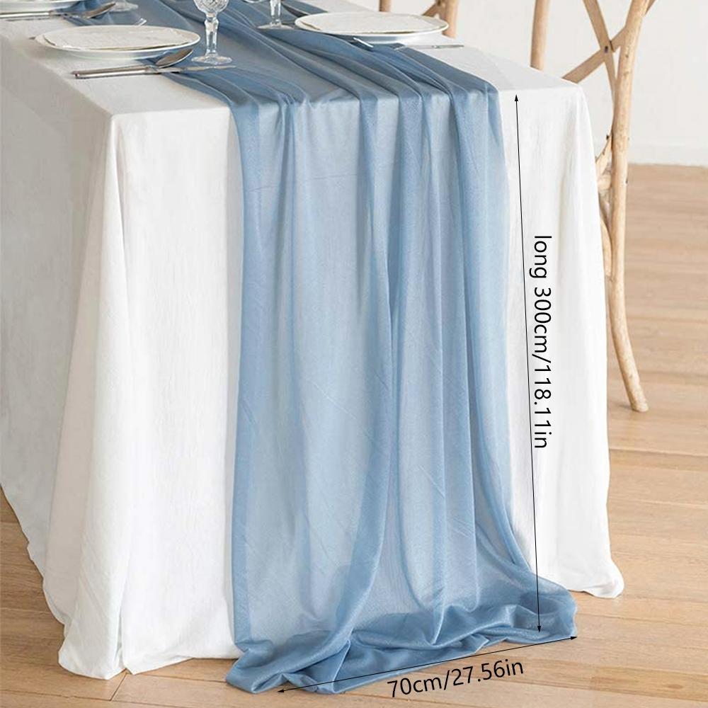 Gauze Chiffon Table Runner 300*70cm Tablecloth Wedding Birthday Party Bridal Shower Table Decoration