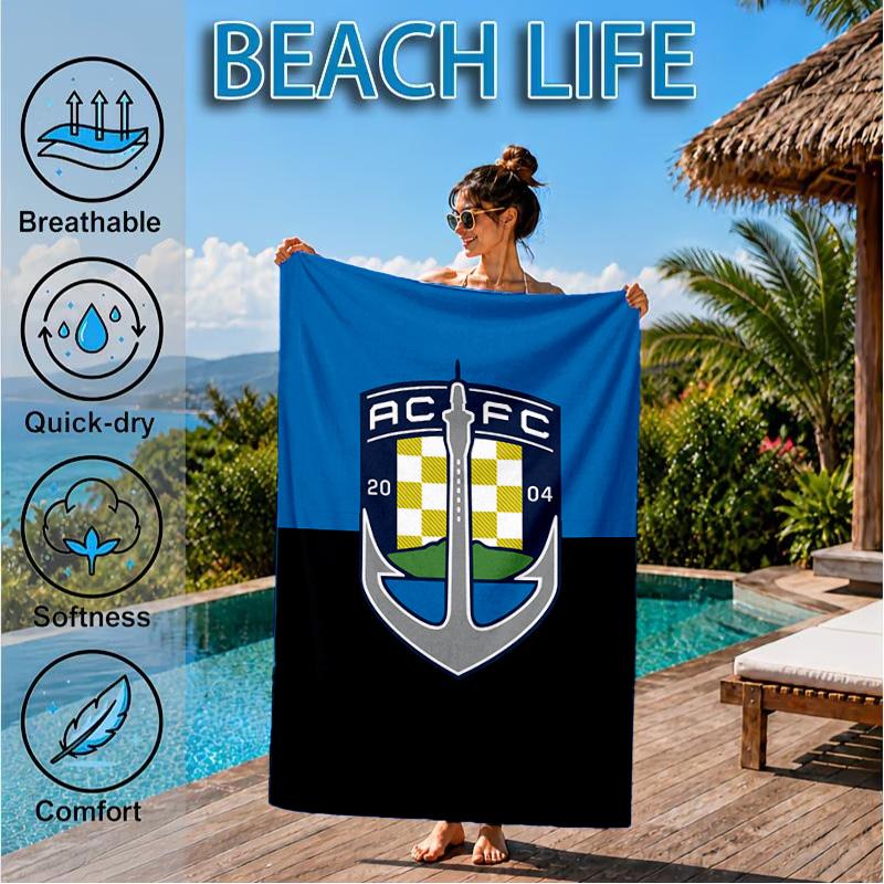 Auck-land Football Club Printed Microfiber Beach Towel, Soft And Absorbent, Quick-Dry, Ideal for Summer Travel, Beach Essential, Swimming Pool
