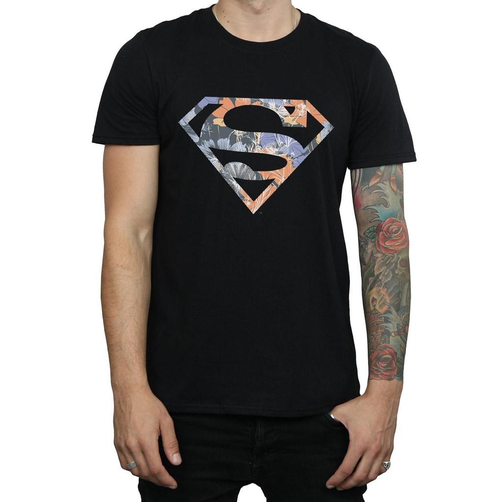 DC Comics Mens Superman Floral Logo 2 T-Shirt