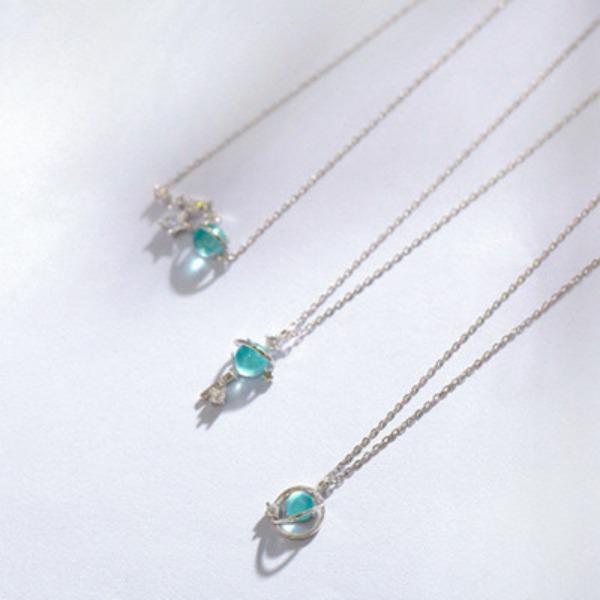 Новое женское ожерелье Fantasy Planet из синего стекла, свежая и универсальная цепочка-воротник Aurora Starry Sky