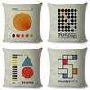 Nordic Polyester Throw Pillow Case for Sofa Minimalist Color Block Double Print Cushion Cover Decor Bauhaus Modern Pillowcase