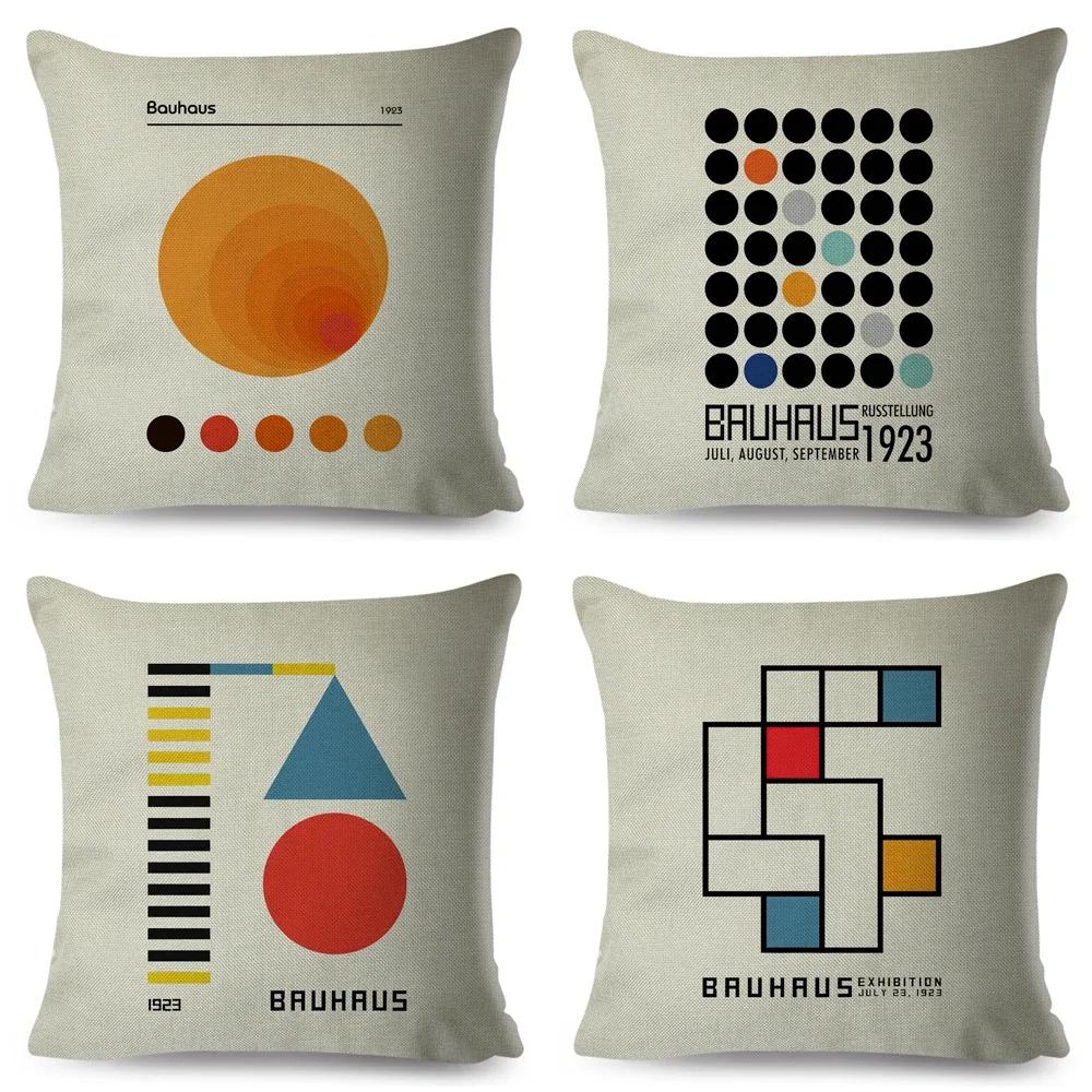 Nordic Polyester Throw Pillow Case for Sofa Minimalist Color Block Double Print Cushion Cover Decor Bauhaus Modern Pillowcase