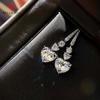 Bling Heart CZ висячие серьги женские кристаллы свадебная вечеринка женские аксессуары модные серьги любовь ювелирные изделия подарок