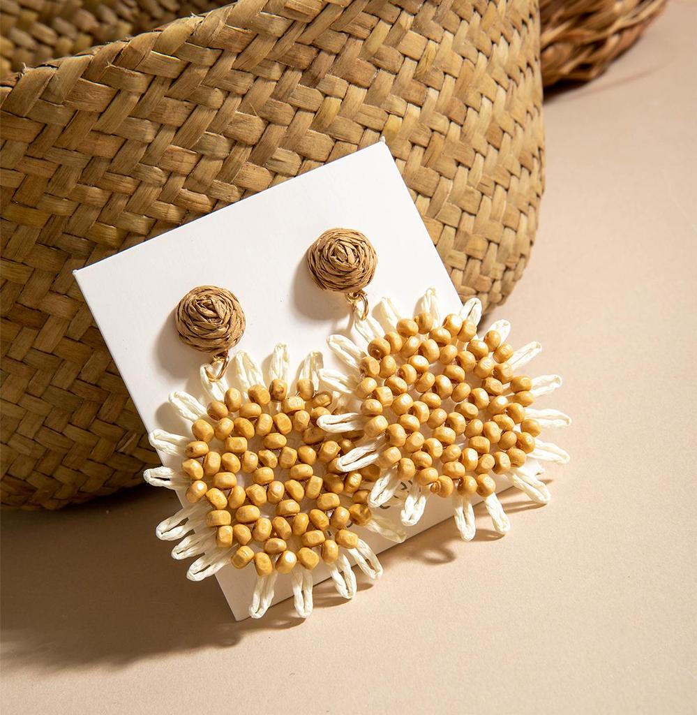 Серьги-подвески из свежей, нежной, красочной травы Лафита в виде плетеного цветка в стиле морского отпуска, универсальные, персонализированные серьги, ювелирные изделия
