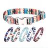 Ошейник для собак с металлической пряжкой и красочными принтами, двойная тесьма, тканевый регулируемый мягкий прочный ошейник для собак среднего и крупного размера