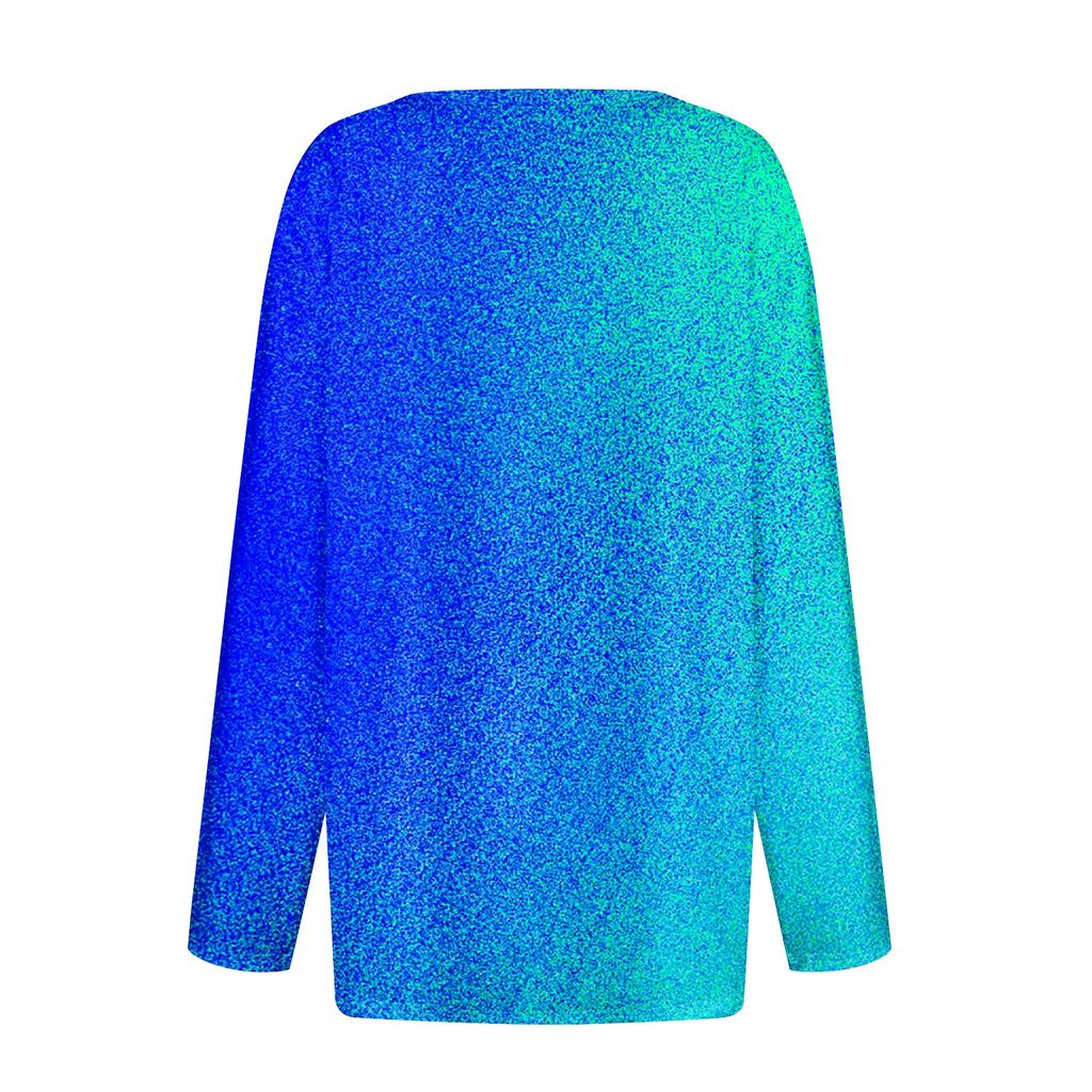 Женская модная повседневная футболка с v-образным вырезом и длинным рукавом с принтом на пуговицах, топы