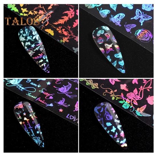 10 шт./компл. наклейки для ногтей 3D градиент блестящие лазерные бабочки в форме красочные наклейки для ногтей для салона