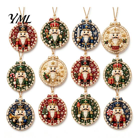 Adult Rhinestone Art Decoration 12Pcs DIY Christmas Painting Ornament Kit, Faux Pearl Stocking Sets Hanging Decor for Adults, Holiday Tree Wreath