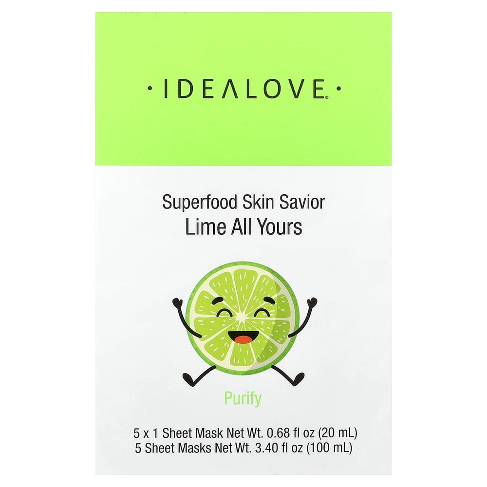 Ideallove Суперфуд Спасатель Кожи Лаймовая Маска, 5 Штук x 20 мл (0,68 унции)