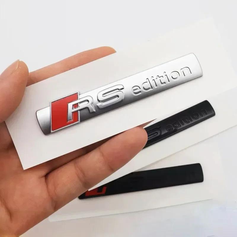 3D ABS Chrome Black Logo RS Edition Emblem Silver Car Fender Badge Sticker For Audi A3 A4 A6 A7 Q3 Q5 Q7 TT S3 S4 S5 RS3 RS4 RS5