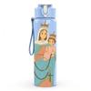 1PC Queen Mary Blue Robe Portrait Print 750ml Color Plastic Sports Water Bottle Leakproof Flip Straw Lid Suitable for Sports Office Home Use