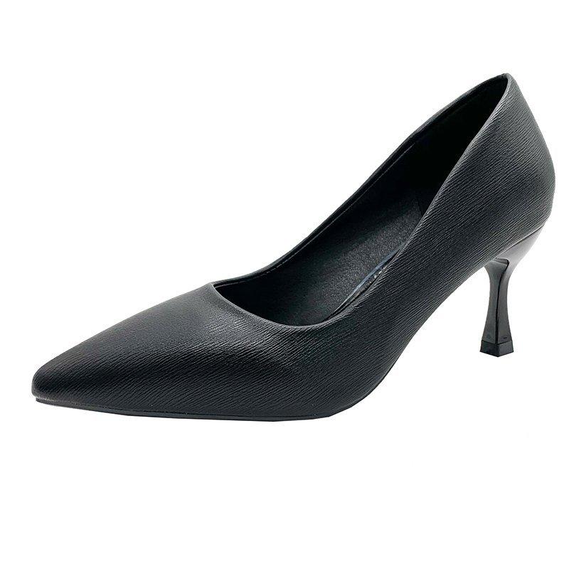 2024 мода весна и осень новые девушки хорошо с сексуальными одинарными туфлями с неглубоким ртом дамы высокие каблуки