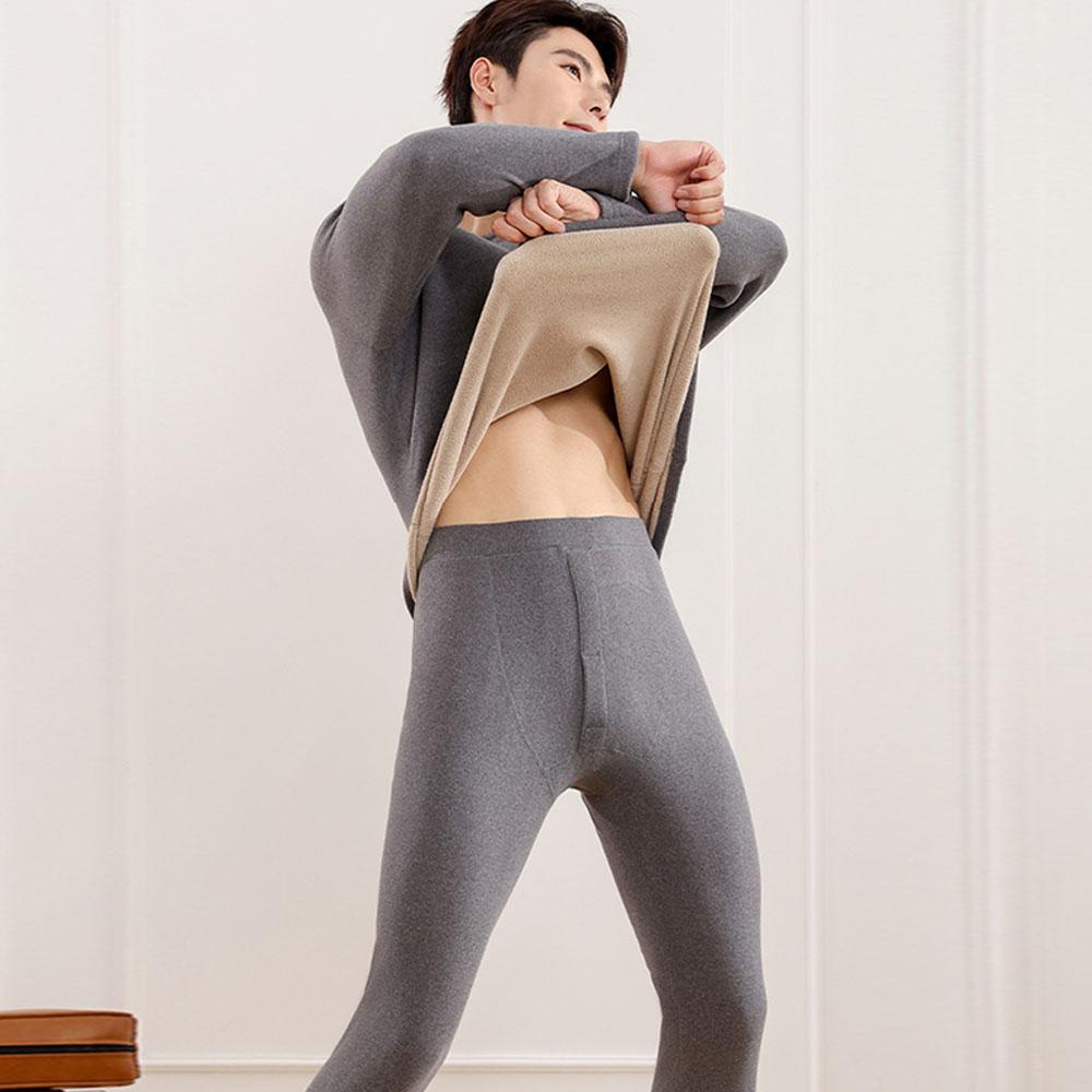 Мужская толстая зимняя термобельё из бархата, футболки + брюки, комплект из 2 предметов, костюмы для мужчин, топы, блузка, водолазка, свитер