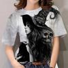 Halloween Pattern T Shirt For Women Witch 3D Printed Short Sleeves Summer Casual Oversized T-Shirts O-Neck Tops Tees Streetwear
