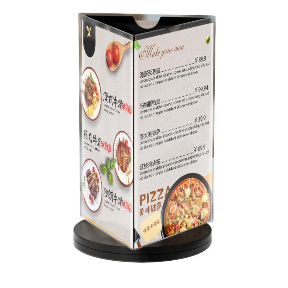 Three Side Menu Sign Holder Smooth swivel Desktop Flyer Frame Retail Signage