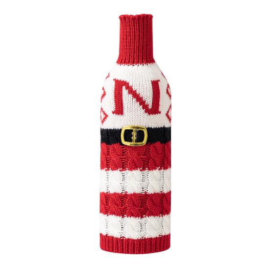 Рождественский чехол для бутылки вина, многоразовый вязаный чехол с буквами, праздничный декор стола