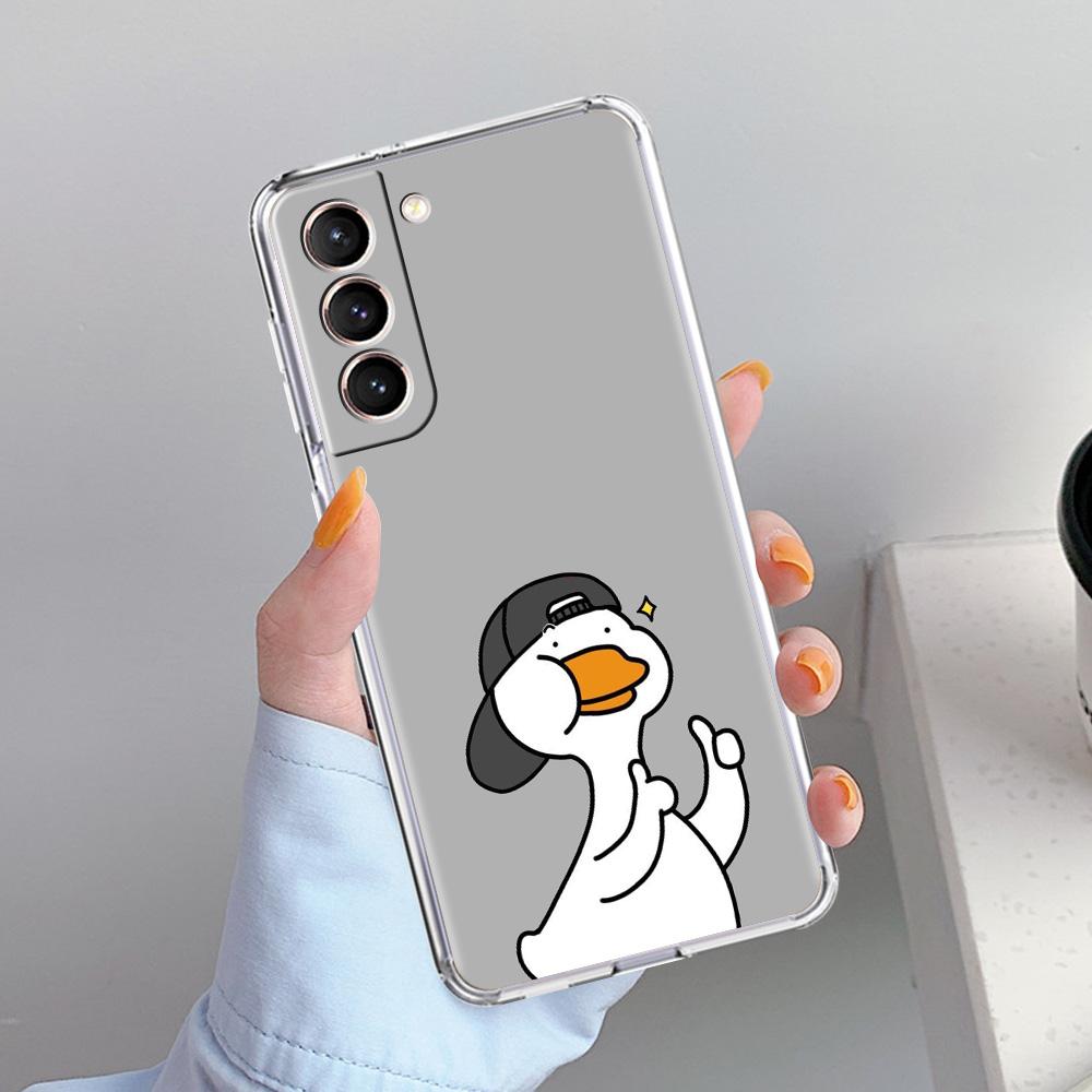 Чехол для телефона Samsung Galaxy S26 S25 S24 S23 S22 Ultra S20 S21 FE 5G Plus Мягкий Прозрачный Чехол Забавный Милый Утенок Модный Парный