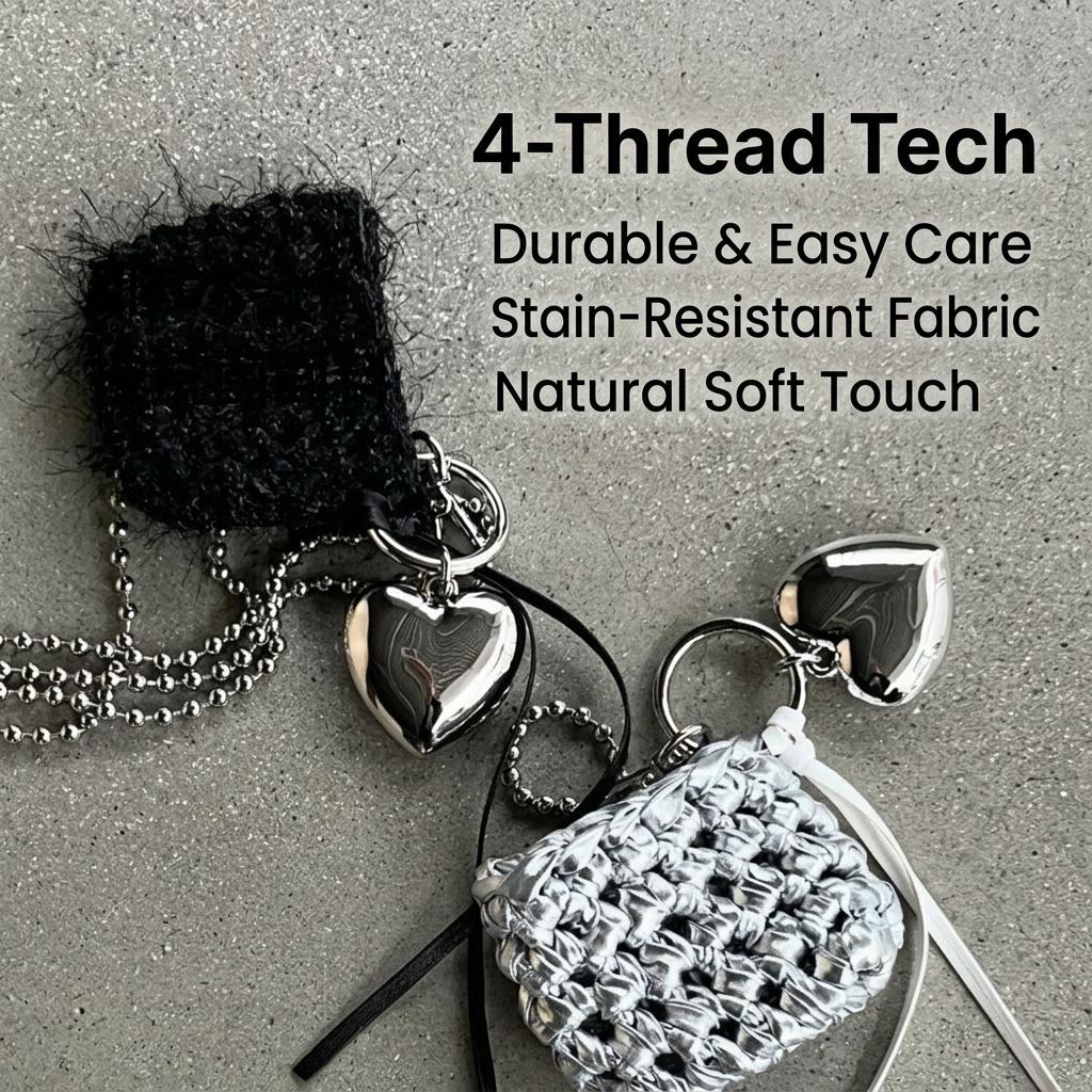 Neck Hanging Small Pouch Woven Wireless Earphone Bag Lipstick Storage Bag Mini Minimalist Coin Pouch For Dating Street Casual