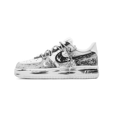 Air Force 1 Потертая Кожа Коровы Меч Устойчивая к истиранию Низкие Скейтбордические Кроссовки Унисекс Черный Белый CW2288-111(Команда997-)