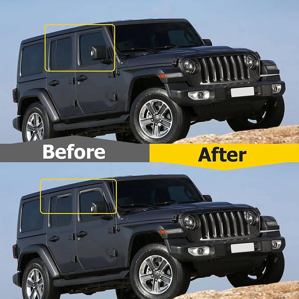 Car Window Sunvisor Deflector Shield Rain Sun Visor Guard For Jeep Wrangler JK JL Unlimited 4-Door 2007-2017 2018- 2023