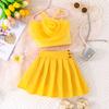 Girl's 3-8Y Clothes Skirt Two-piece Set Fashionable Cute Female Baby Halter Top + Pleated Skirt Two-piece Set