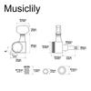 Колки Musiclily Pro с фиксацией, с шестерней, шестигранником и винтами для и электрогитары, черные, левосторонние, 6 штук, передаточное число 18:1, кнопки, 45-градусный Strat,