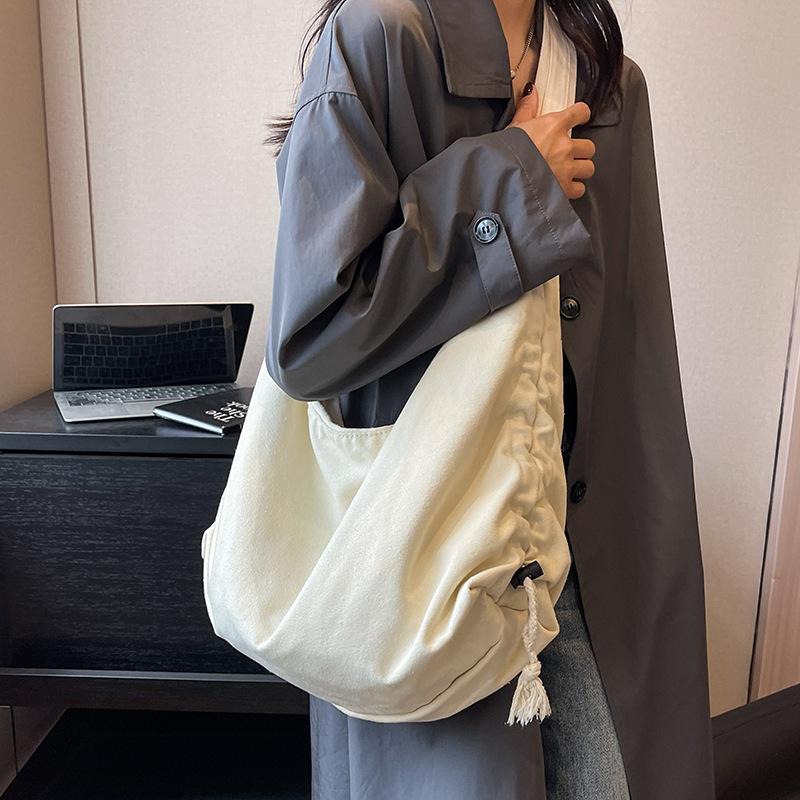 Canvas Bags Large Capacity New Style for Girls Solid Color Dumpling Bags One Shoulder Crossbody Bags