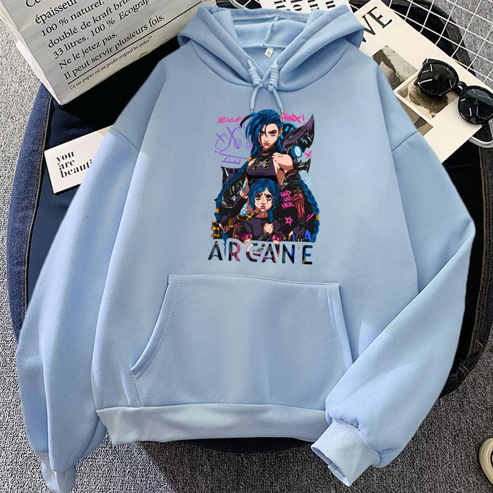 Толстовки Jinx Arcane с капюшоном с длинным рукавом для мужчин/женщин, уличная женская повседневная игровая графическая одежда, зимний теплый пуловер