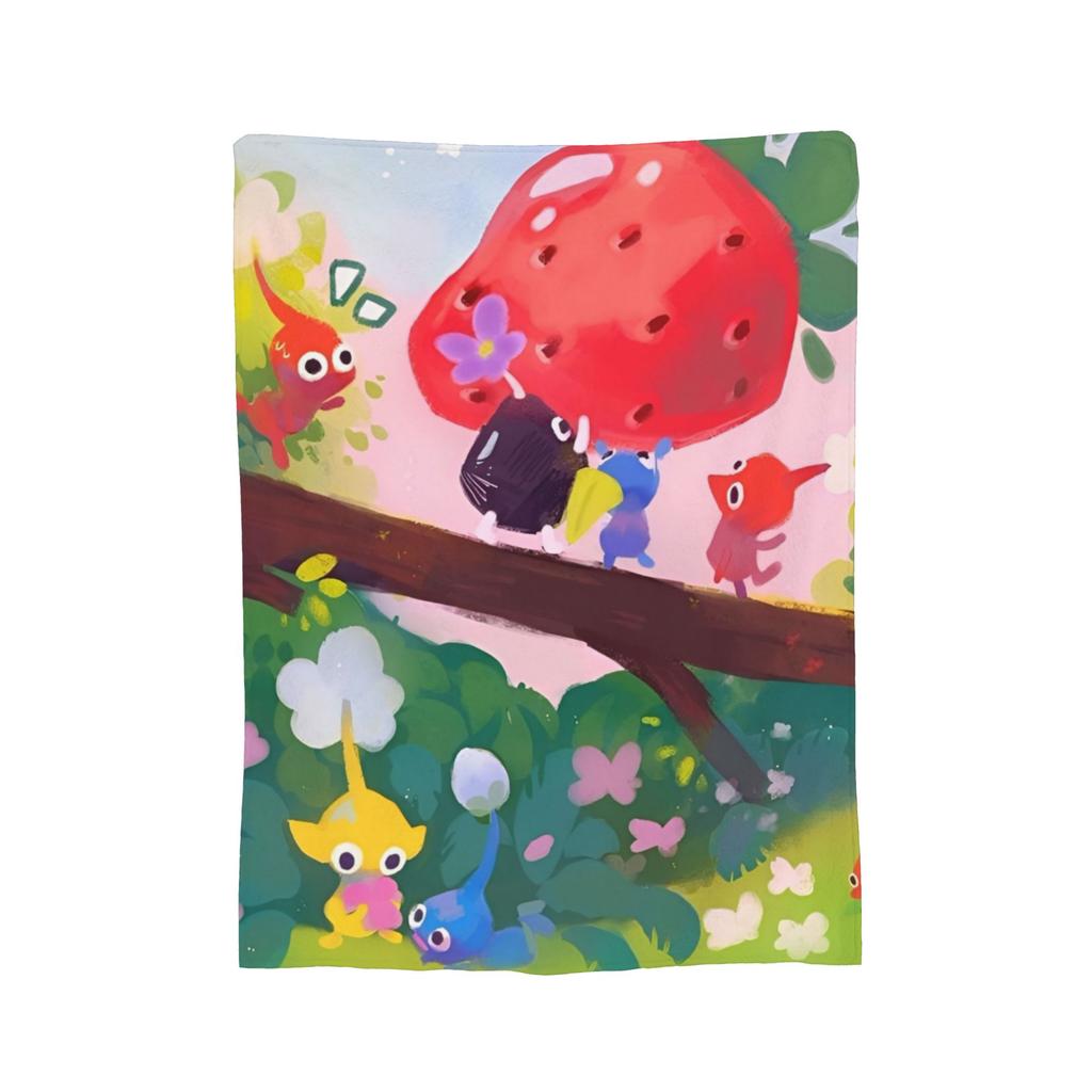 Плюшевое одеяло Pikmins для геймеров, мультяшное, пушистое, винтажное, мягкий плед для кровати, гостиной, лето,