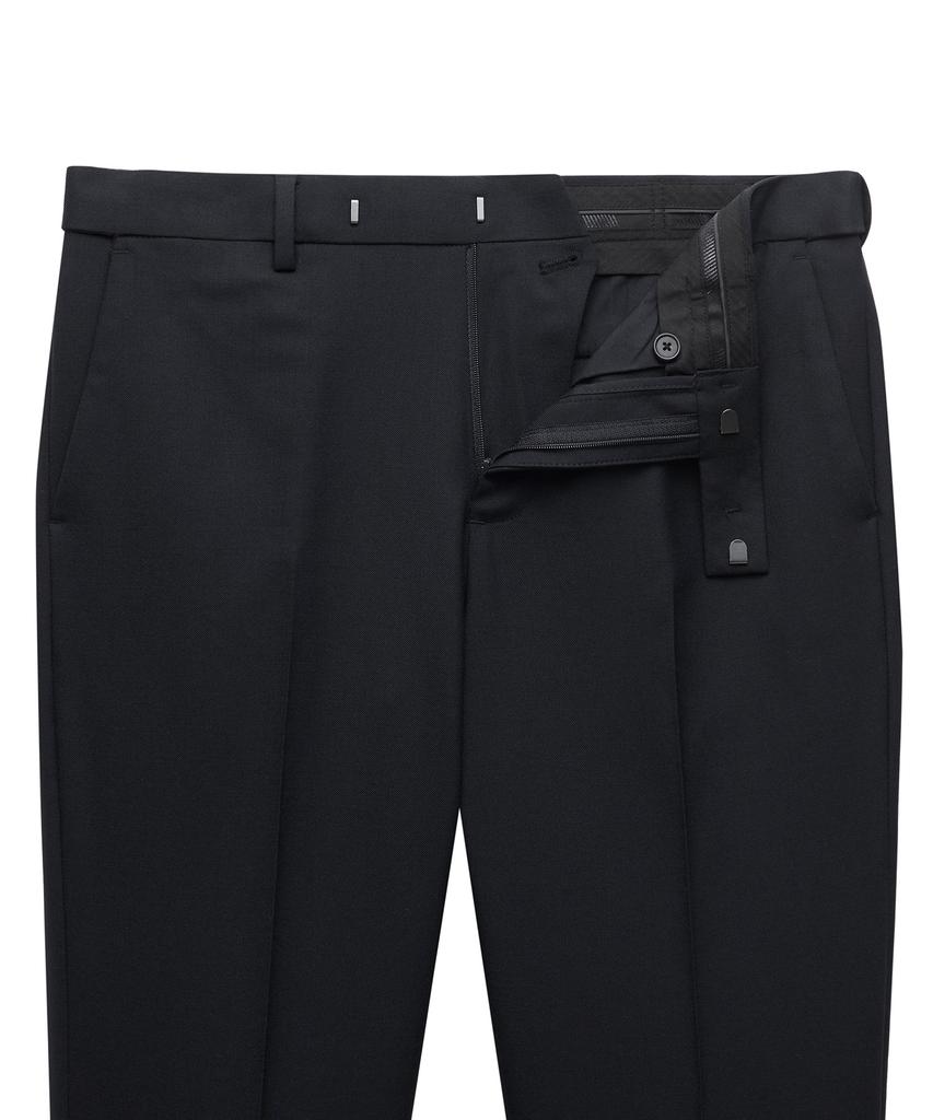 MUSINSA STANDARD Wool Semi-Wide Hidden Elastic Waist Slacks [Black]