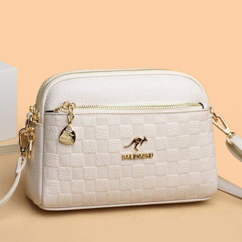 Аутентичная женская сумка, новинка 2024 года, модная повседневная сумка для мамы из мягкой кожи среднего возраста, сумка на одно плечо, упрощенная диагональная сумка, маленькая квадратная сумка