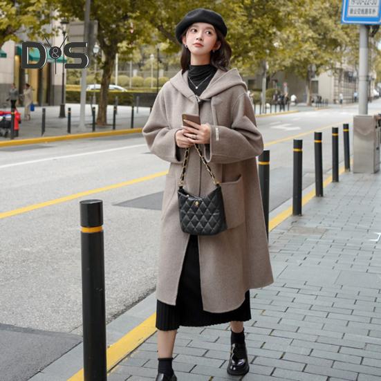 Женское зимнее пальто с капюшоном и карманами, однотонный кардиган с открытой строчкой, пальто средней длины, термобелье с длинными рукавами, зимнее пальто для поездок на работу и свиданий