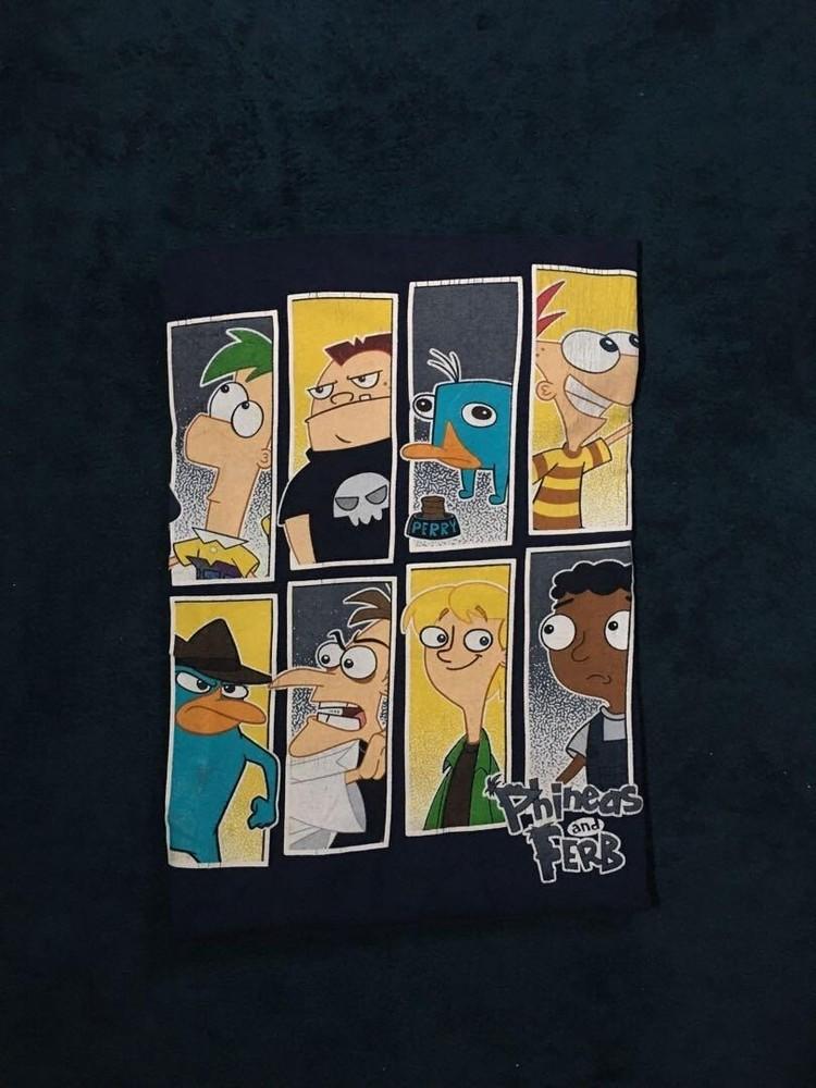 Усилитель Финеаса; Черная футболка Ferb Хлопок Унисекс S3234XL Короткий рукав KK840 Унисекс Футболка