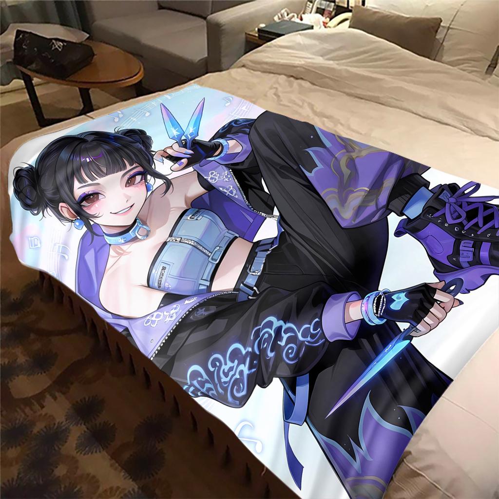 KPop Demon Hunters Zoey Print Flannel Blanket, Warm Comfortable for Bedrooms, Sofas, Beds -HYQ26